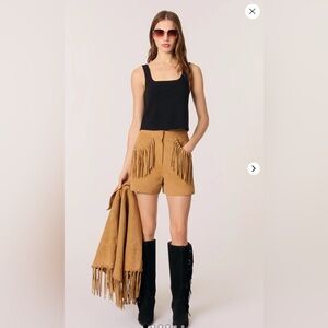 Maje Tan Fringe Women's Bermudas